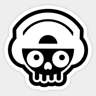 Skull With Headphones Minimalist Aesthetic Design Sticker